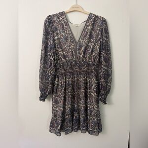 Max Studio Paisley Print Dress - Cream and Blue/Purples